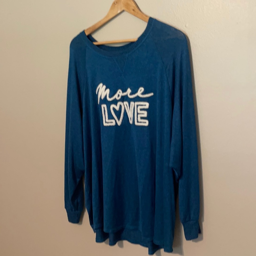 Oversize cozy pj top in teal